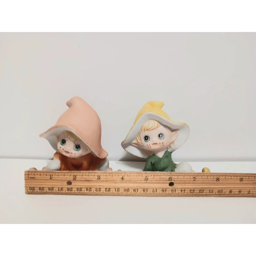 Homco Lot of 2 Pixie Elfies Fairies Ceramic Country Home Decor